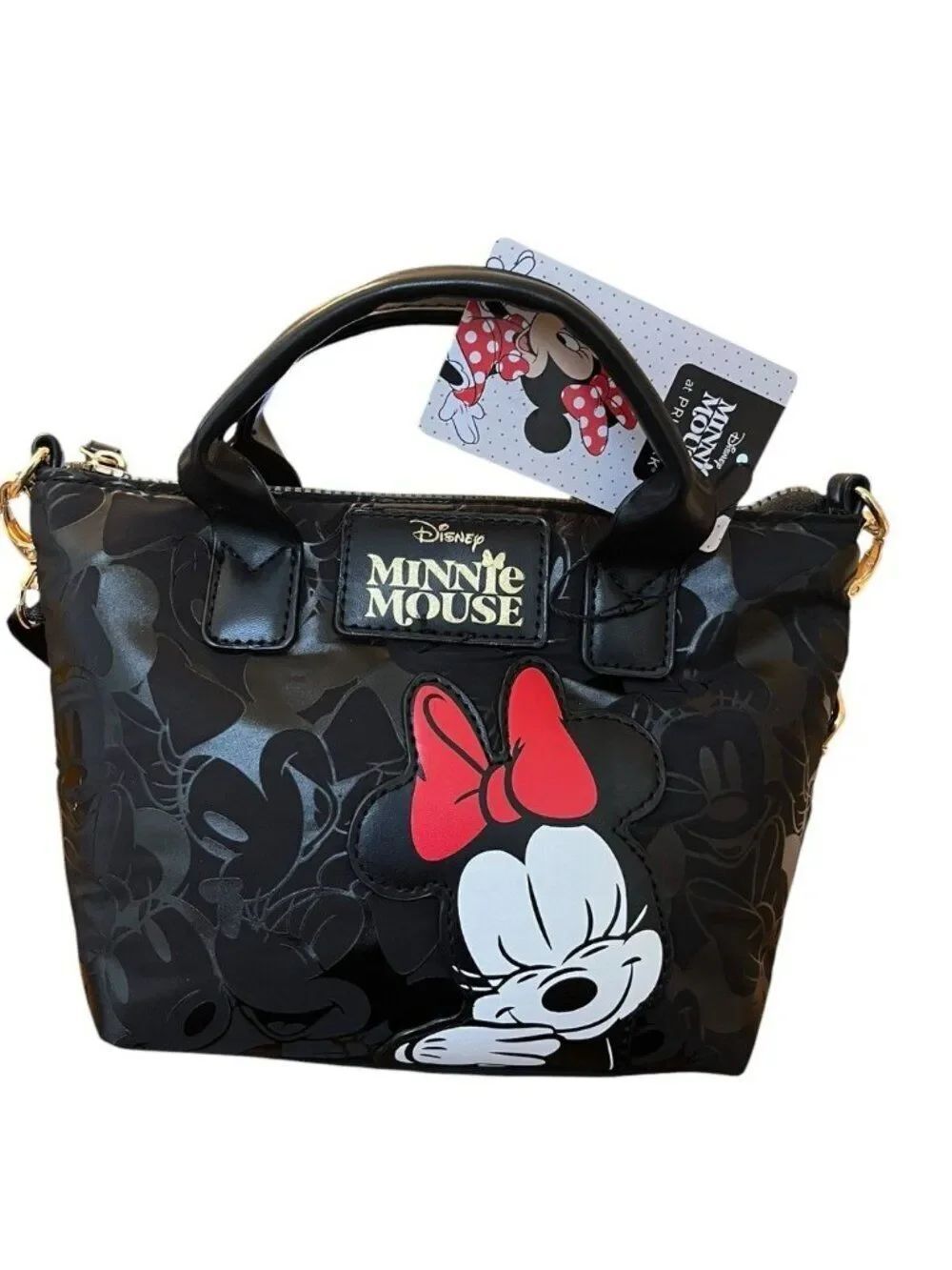 Childrens Girls Small Black Minnie Mouse Print Mini Purse Crossbody Bag NWT